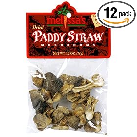 Melissa's Dried Patty Straw Mushrooms, 0.5-Ounce Bags (Pack of 12)
