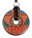 Ceramic necklace, 'Ancient Earth Legends' 2" W 2" L