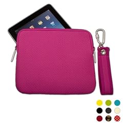 iPad Sleeve (Tasche) aus Neopren (fuchsia) mit abnehmbarer Trageschlaufe/Schl�sselanh�nger - stylishe Oberfl�che im Waffeldesign und edle Geschenkidee