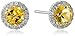 Amazon Collection Sterling Silver Gemstone and Created White Sapphire Halo Stud Earrings