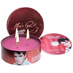 Officially Licensed Elvis Presley DVD & Burning Love Decorative 16 oz Candle Tin-Vanilla Lime, (Limited Edition)