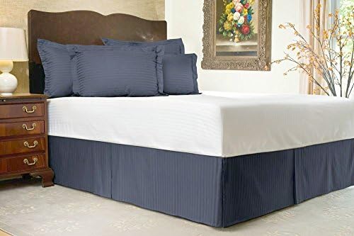 Super Soft 300 Thread Count Queen Size Bed Skirt in Stripe Dark Grey