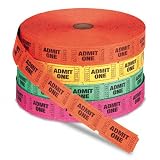 Admit One Single Ticket Roll, Assorted Colors, 4 Rolls/Pack GEN22410