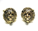 Gold Royal Lion Head Animal Cufflinks w/ Gift Box