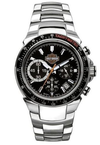 Harley-Davidson® Men's Bulova Watch. Black Patterned Dial. 78B113