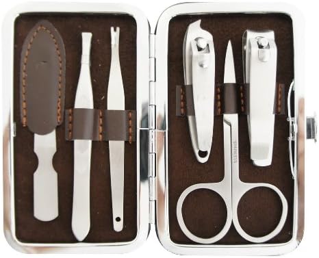 6 Pcs Personal Manicure & Pedicure Set, Travel & Grooming Kit (Coffee Color)