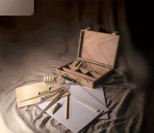 Artist Painting Starter Set with Acrylic Paint, 3-pc Canvas Panels, Brushes, Palette, Pencil, and Palette Knife