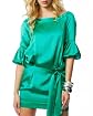 Silk Belted Puff-Sleeve Dress main image