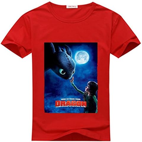 SuiyueGuan Youth Tee Shirts Cool How To Train Your Dragon Cartoon Red Size S(8Y-10Y)