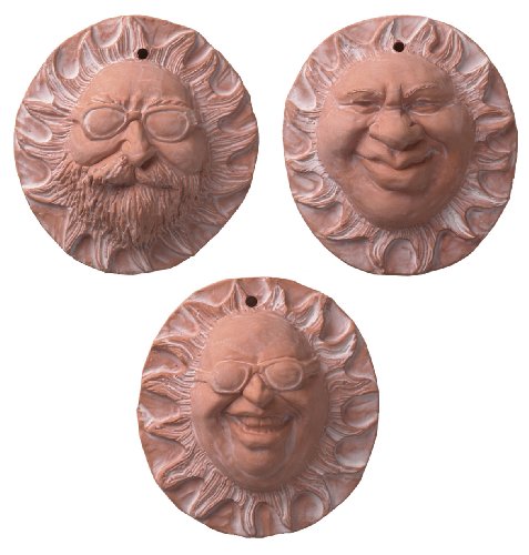 Best Cheap JBK Pottery Individual Handmade Ceramic Terra Cotta Sun Faces, Set of 3