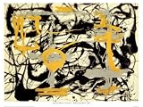 Yellow, Grey, Black Art Poster Print by Jackson Pollock, 32x24