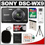 Sony Cyber-Shot DSC-WX9 16.2 MP Digital Camera (Black) with 8GB Card + Batt ....