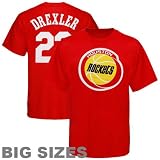NBA Majestic Houston Rockets #22 Clyde Drexler Red Retired Player Throwback Big Sizes T-shirt (XXX-Large)