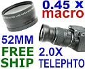 52MM WIDEANGLE+TELEPHOTO LENS FOR NIKON D60 D3100 D5100