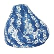 Print and Plush Maui Blue Adult Size Bean Bag Chair By Elite Furniture