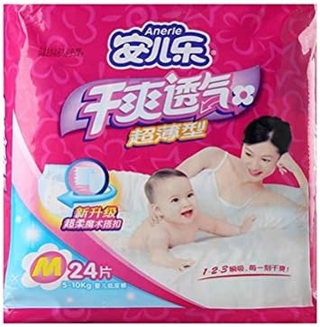 ANERLE M7024 Baby Diapers Dry and Breathable Ultra-thin Sheet for 11-22LB Baby Medium 24 Pcs