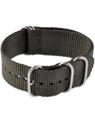 Neewer Army Green 18mm 5 Rings Thread Stainless Steel Buckle Woven Nylon Watch Band Strap