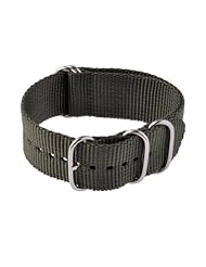 Neewer Army Green 18mm 5 Rings Thread Stainless Steel Buckle Woven Nylon Watch Band Strap