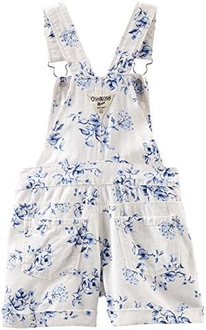 Oshkosk Toddler Girls Floral Linen Shortalls White 2T