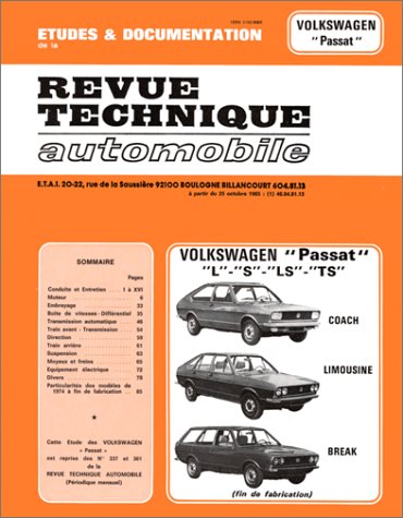 Revue Technique Automobile, CIP 3373 : Volkswagen Passat L, S, LS, TS