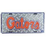 Florida Gators Silver Diamond Head License Plate W/Orange Gators Script