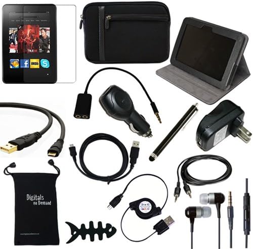 DigitalsOnDemand ® 14-Item Accessory Bundle for Amazon Kindle Fire HD 8.9 1st Gen Previous Model - Leather Case, Sleeve Cover, Screen Protector, HDMI Cable, USB Cables + Chargers (Does not fit New model Kindle Fire HDX 8.9)