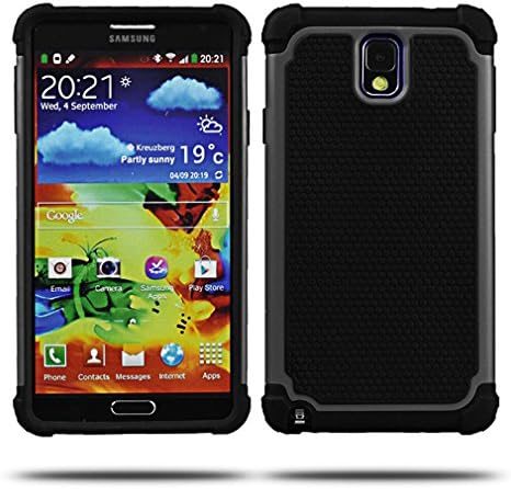 Galaxy Note 3 Case , UBWH Dual Layer Shockproof Rubber shell Hybrid Impact Defender Back Case Cover For Samsung Galaxy Note 3 case (Black)