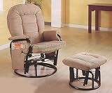 Taupe Velvet Swivel Glide Glider Recliner Chair Ottoman