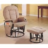 BEAUTIFUL TAUPE VELVET SWIVEL GLIDER W. OTTOMAN by Cross