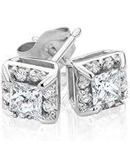 Princess Diamond Halo Earrings 3/8ctw