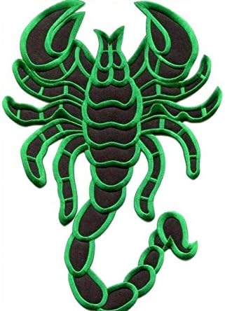 Back Patches Green Scorpion Embroidered Iron On Large XL Size 8x11 Inches Patch For Jean Vest Jacket Jersey Hoodie Shirt and so on