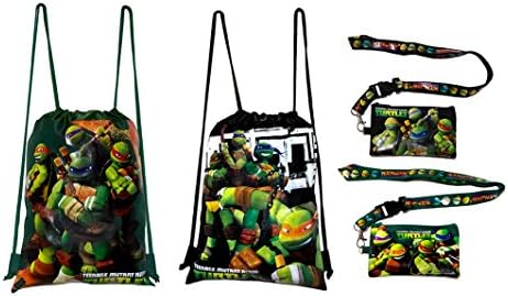 Teenage Mutant Ninja Turtles Drawstring Backpacks and Lanyards 4 Pack