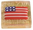 Authentic Murano Glass Paperweight 24k Gold and American Flag, Gift Boxed