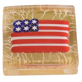 Authentic Murano Glass Paperweight 24k Gold and American Flag, Gift Boxed by Murano Glass Paperweights