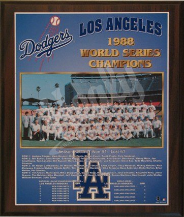 Los Angeles Dodgers Healy Plaque - 1988 World Series Champs