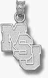 Mississippi State Bulldogs Staggered MSU Pendant - Sterling Silver Jewelry