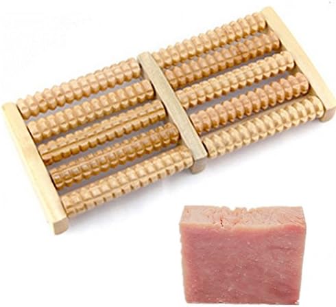 Foot Massage 5 Wooden Rollers Acupressure Roller Wood Foot Massage Stress Relief Health Therapy Relax Massage - Wooden Acupressure &amp; Reflexology Tool - Bonus 4Oz Essential Oils Antibacterial Soap