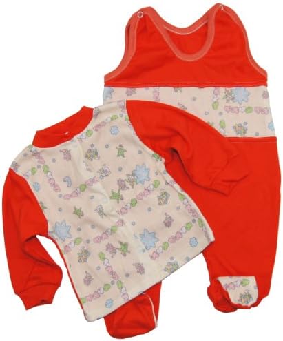 JM Baby Girls Love Organic Cotton Bodysuit with Top 2Pc Sleep Play Set 3-6MRed