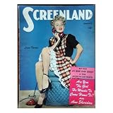 SCREENLAND Magazine, Januuary 1945, with Lana Turner on the cover. Scarce. Inside we have articles/color photos on Lauren Bacall (the new star), Ginger Rogers, Elizabeth Taylor, Deanna Durbin, Ida Lupino, Myrna Loy (Mrs Thin Man).
