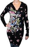 CHRISTIAN AUDIGIER Ed Hardy Tattoo Womens Viscose Knit Top Sweater Hoodie Shirt Black
