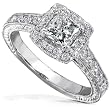 1ct TW Princess & Round Brilliant Diamond Ring in 14kt White Gold