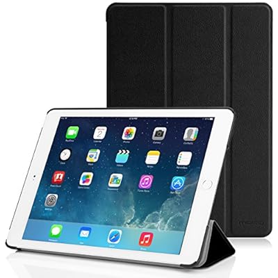 MoKo Apple iPad Air 2 (iPad 6) ケース - Apple iPad Air 2 (iPad 6) 9.7インチ iOS 8タブレット専用開閉式三つ折薄型スタンドケース。 BLACK
