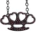 Women's Red and Black Rhinestone Hearts Brass Knuckles Necklace