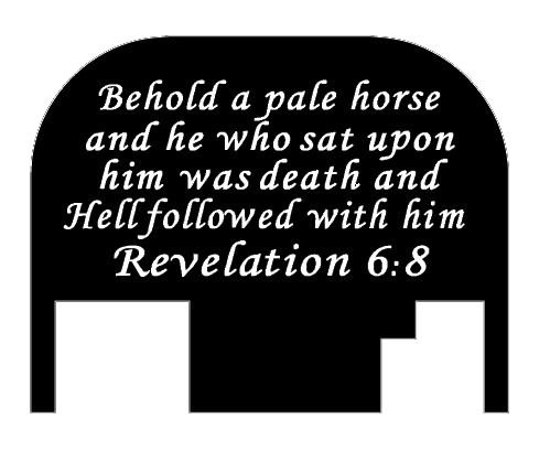 Rear slide cover plate for glock, revelation 6:8 design…