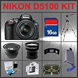 Nikon D5100 SLR Digital Camera with 18-55mm II AF-S DX Lens + Huge Accessor ....