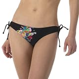 Xhilaration Floral Accent Side-Tie Swim Bottoms - Ebony