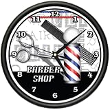 BARBER SHOP Wall Clock hair salon cutter pole gift