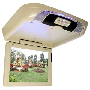 Tview T1591dvfd-beige All in One Huge 15 Inch Flip Down, Roof Mount Car Monitor