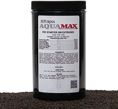 Purina AquaMax Fry Starter 200 For All Fish Types In The Fry Stage, 50% Protein, Extruded Sinking Pellet-3/64"(1.2mm), 500g (17.6oz)