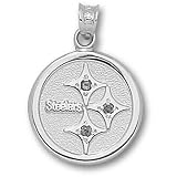 Pittsburgh Steelers NFL Logo 5/8 3 Stones Pendant (Silver)